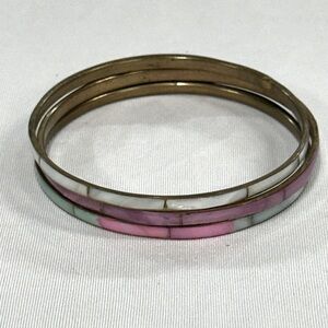 Vintage Enamel Copper Bangle Bracelets (set of 3)